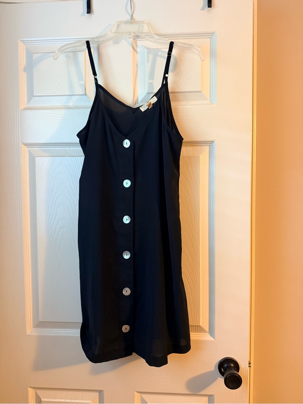 entro Black Button-Front Mini Slip Dress